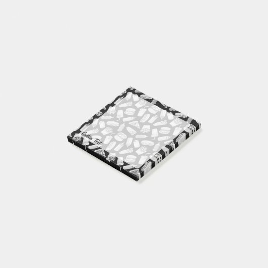 White Fast Food Icons Pattern Post-it® Notes (Schuin)
