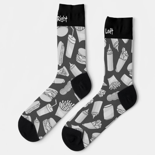 White Fast Food Icons Pattern Socks Sokken (Links)