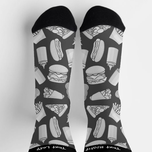 White Fast Food Icons Pattern Socks Sokken (Top)