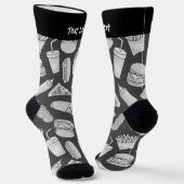 White Fast Food Icons Pattern Socks Sokken (Gebogen)