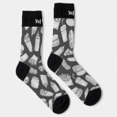 White Fast Food Icons Pattern Socks Sokken (Rechts)