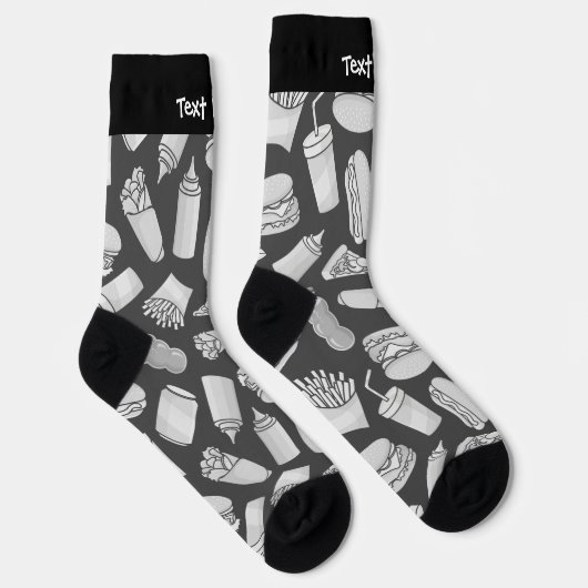 White Fast Food Icons Pattern Socks Sokken (Rechts)