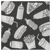 White Fast Food Icons Pattern Stof (Close Up)