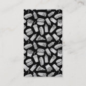 White Fast Food Icons Pattern Visitekaartje (Achterkant)