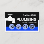 White Faucet Blue Water Pipe Frame Visitekaartje (Voorkant)