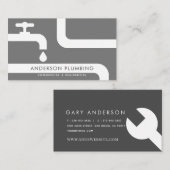 White Faucet & Pipes Plumbing Grey Visitekaartje (Voorkant / Achterkant)