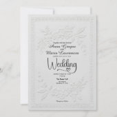 White Faux Embossed Floral Relief Formal Wedding  Kaart (Voorkant)