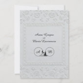 White Faux Embossed Floral Relief Formal Wedding  Kaart (Achterkant)