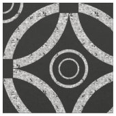 White Faux Glitter Geometric Pattern on Black Stof (Close Up)