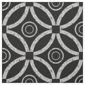 White Faux Glitter Geometric Pattern on Black Stof (Swatch)