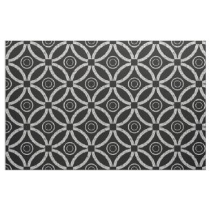 White Faux Glitter Geometric Pattern on Black Stof