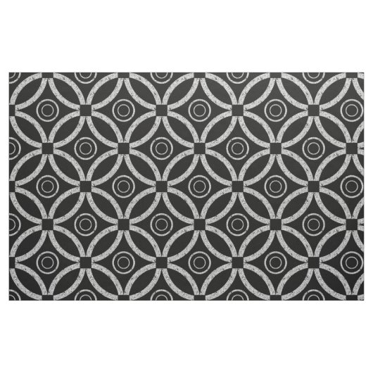 White Faux Glitter Geometric Pattern on Black Stof (Fat Quarter)