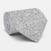 White Faux Glitter Sparkles Wedding Stropdas (Opgerold)