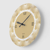 White & Faux Gold Art-Deco-patroon Grote Klok (Hoek)