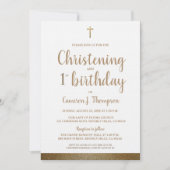 White Faux Gold Cross Christening & 1st verjaardag Kaart (Voorkant)