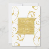 White & Faux Gold Floral Swirl Elegant Wedding Kaart (Voorkant)