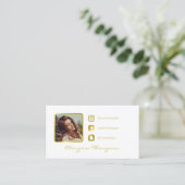 White & Faux Gold Foto sociale media Contactkaartje (Staand voorkant)