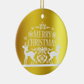 White Faux Gold Merry keramisch Ornament (Rechts)