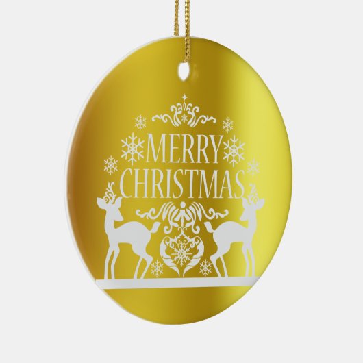 White Faux Gold Merry keramisch Ornament (Rechts)