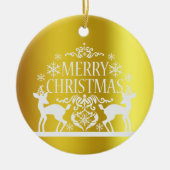 White Faux Gold Merry keramisch Ornament (Voorkant)