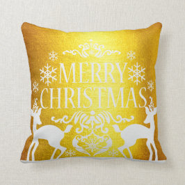 White Faux Gold Merry-kerst Kussen