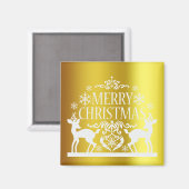 White Faux Gold Merry-kerst Magnet (Voorkant / Achterkant)
