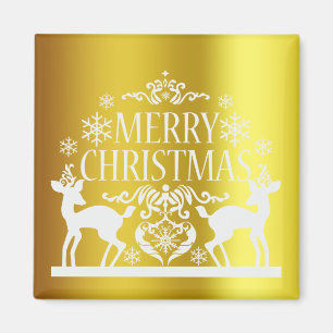 White Faux Gold Merry-kerst Magnet