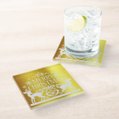 White Faux Gold Merry-kerstglas Onderzetter (Schuin)