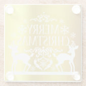 White Faux Gold Merry-kerstglas Onderzetter (Achterkant)