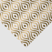 White & Faux Gold Quatrefoil Geometric Pattern Tissuepapier (Detail)