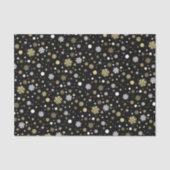 White Faux Gold Snowflakes Polkadots Art over zwar Tissuepapier (Voorkant)