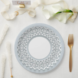 White Faux Lace Elegant Papieren Bordje