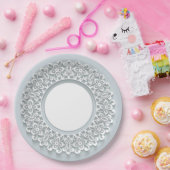 White Faux Lace Elegant  Papieren Bordje (Feest)