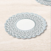White Faux Lace Elegant Papieren Onderzetters (Gekanteld)