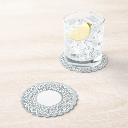 White Faux Lace Elegant  Papieren Onderzetters (Insitu)