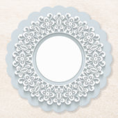White Faux Lace Elegant  Papieren Onderzetters (Voorkant)