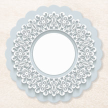 White Faux Lace Elegant  Papieren Onderzetters