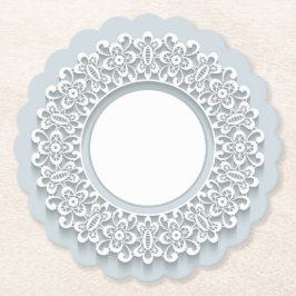 White Faux Lace Elegant Papieren Onderzetters