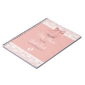 White Faux Lace Peach Bow Baby shower Guest Book- Notitieboek (Linkerzijde)