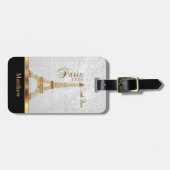 White Faux Leather met Gold Paris Accent Bagagelabel (Voorkant horizontaal)