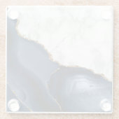 White Faux Marble Gilded Navy Blue Agate Glazen Onderzetter (Achterkant)