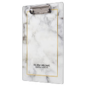 White Faux Marble Gold Border Klembord (Links)