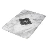 White Faux Marble Monogrammed Badmat (Gekanteld)