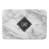 White Faux Marble Monogrammed Badmat (Voorkant)