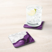 White Faux Marble Paars Agate Silver Glitter Bier Onderzetter (Rechterzijde)