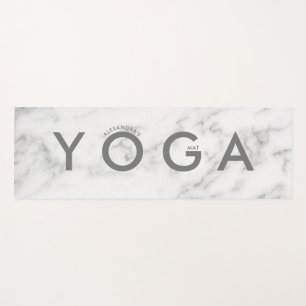 White Faux Marble Stone Yogamat