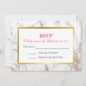 White Faux Marble Texture with a Gold Lijst RSVP Kaart (Voorkant)