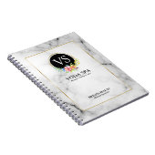 White faux marmer tropische bloemen accent logo notitieboek (Rechterzijde)