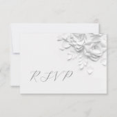 White Faux Paper Cut Roses Wedding RSVP Kaartje (Achterkant)