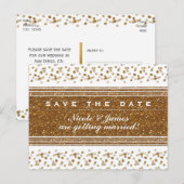 White Faux pensed Gold Save the Date Briefkaart (Voorkant / Achterkant)